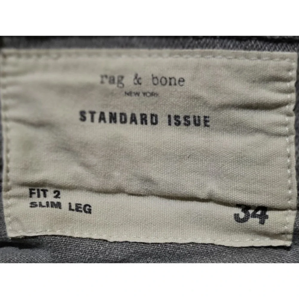 Rag and Bone Jeans Mens 34x34 Gray Iron‎ Denim Fit 2 Slim Leg Button Fly Pants